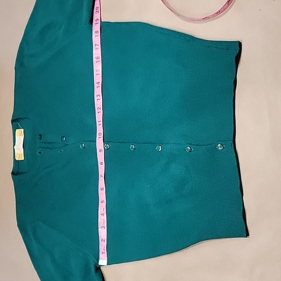 Lyle and Scott Unsized (S/M) Green Vintage 100% Cashmere Cardigan Sweater - Picture 7 of 11